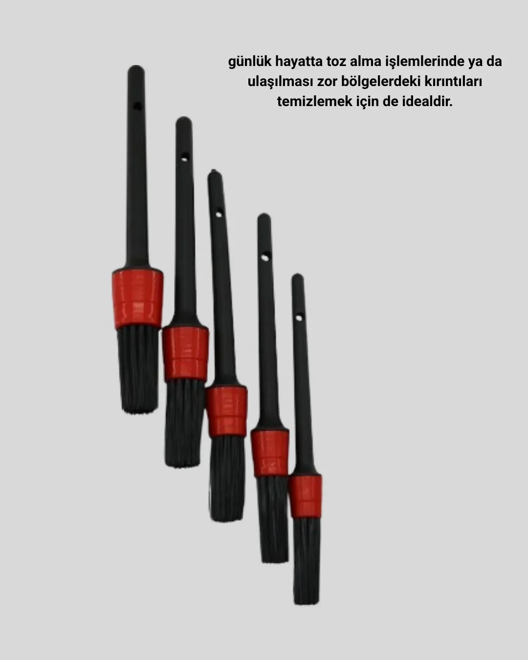 Araç Detay Tezlik Fırçası 5’li Set Çizmeyen Kıl Çok Yönlü Kullanım görsel 4
