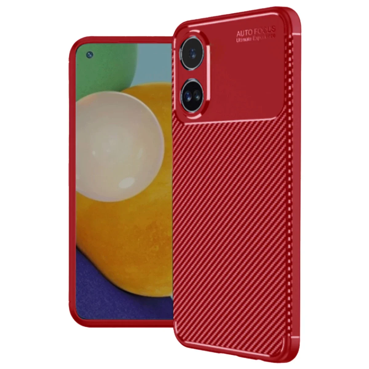 Oppo A38 Kılıf Auto Focus Karbon Kapak - Kırmızı görsel 3