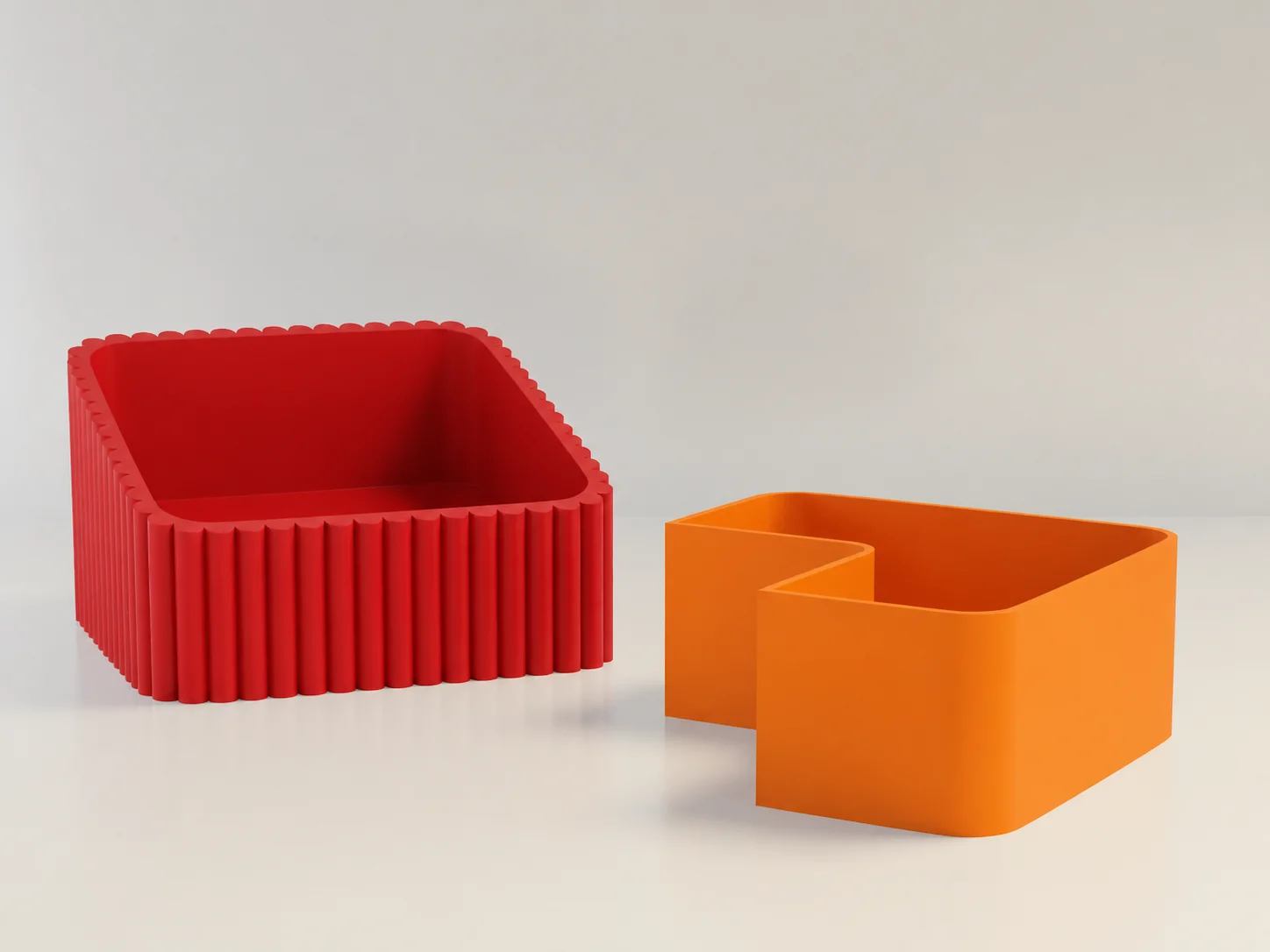 3D Baskı Fıstık Kasesi - Çift Hazneli Kabuk Ayırıcı Sunum Kasesi - Kırmızı Turuncu görsel 2