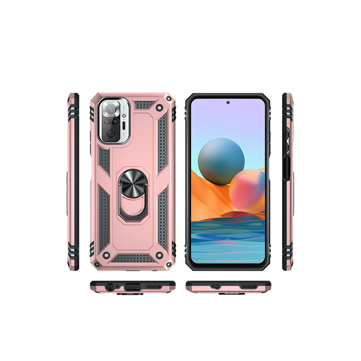 Xiaomi Redmi Note 10 Pro Kılıf Sofya Yüzüklü Silikon Kapak - Rose görsel 3
