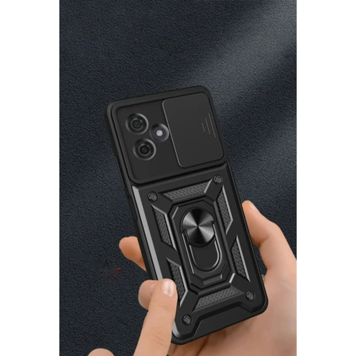 Xiao Red Note 13 Pro Plus Kılıf Pars Lens Yüzüklü Silikon - Kırmızı görsel 3