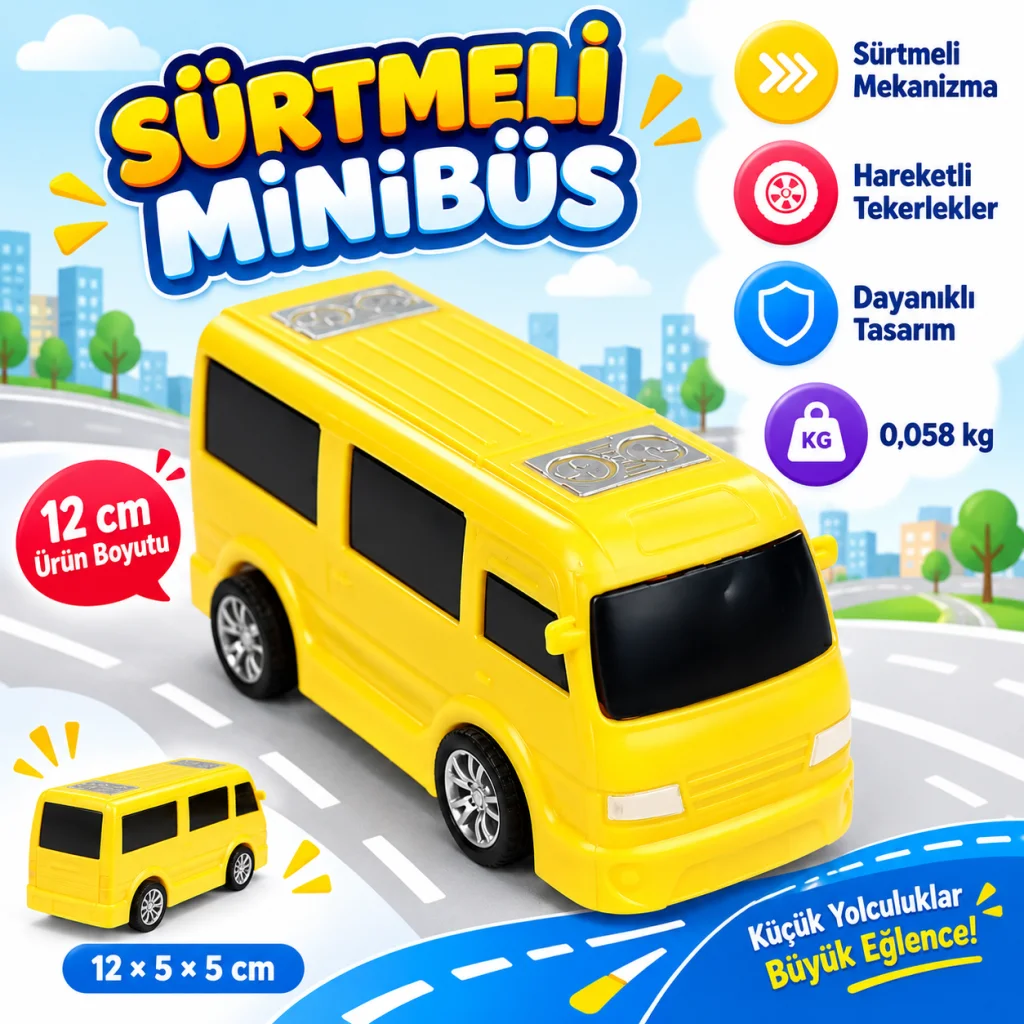 URT004-09 BY ŞEHRİN KIRILMAZLARI SÜRMELİ MİNİBÜS (adet fiyatıdır) görsel 3