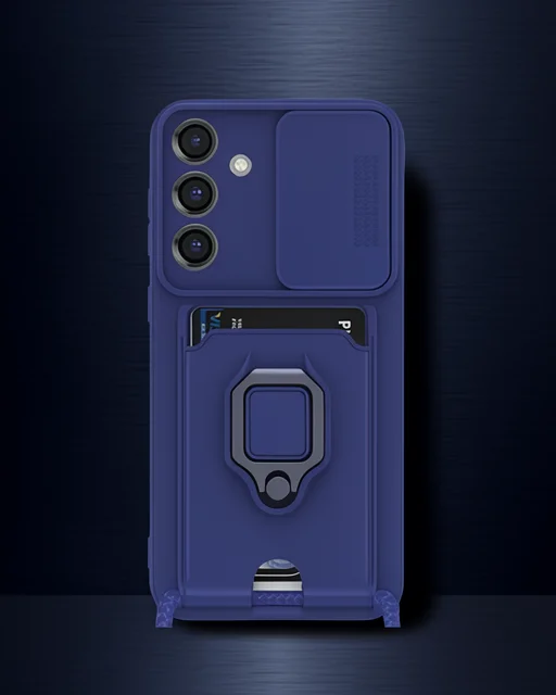 Samsung Galaxy S25 Plus Kılıf Zuma Kartvizitli Yüzüklü Silikon - Lacivert