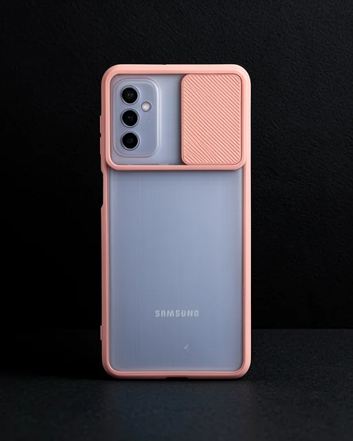 Samsung Galaxy M52 5g Kılıf Palm Buzlu Kamera Sürgülü Silikon - Pembe