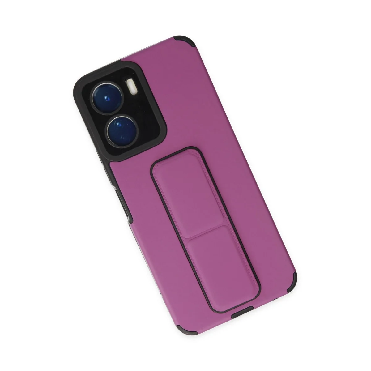 Vivo Y16 Kılıf Mega Standlı Silikon - Mor görsel 3