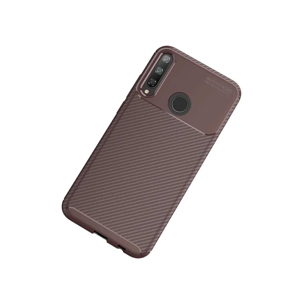 Huawei P40 Lite E Kılıf Auto Focus Karbon Kapak - Kahverengi görsel 2