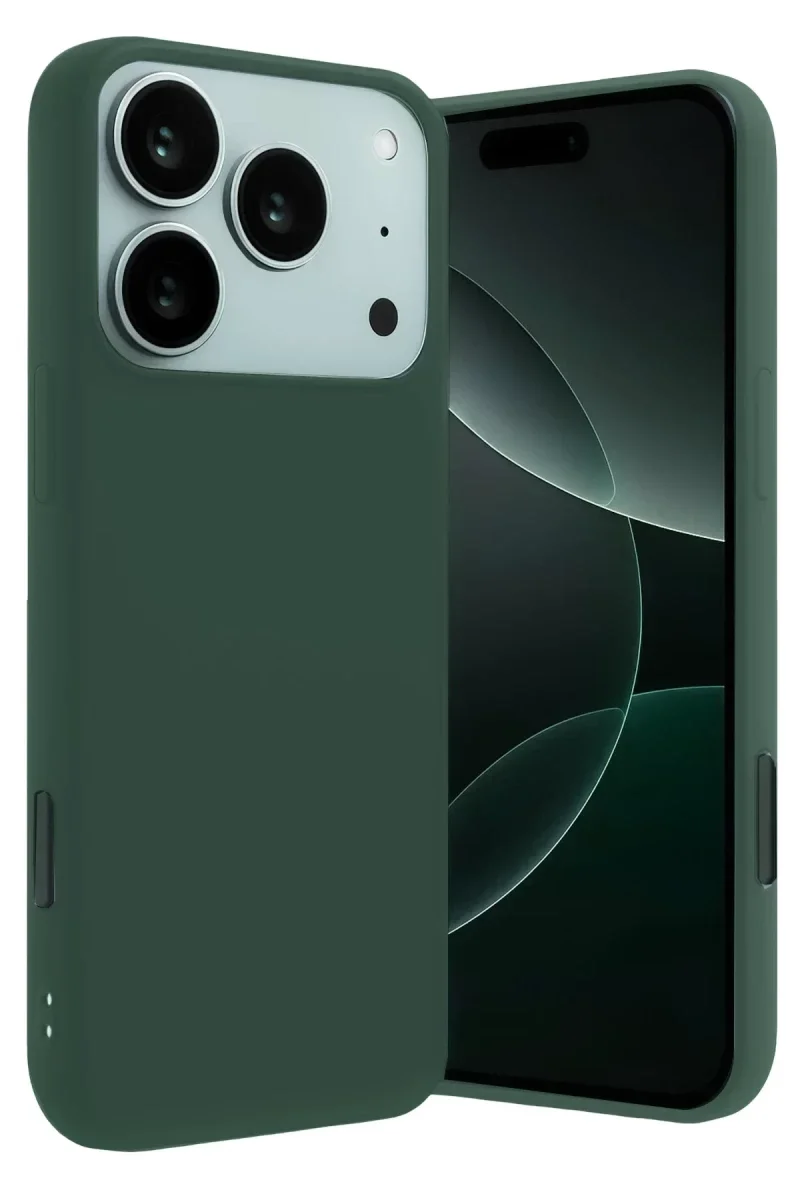 Apple iPhone 17 Pro Nano içi Kadife Silikon - Koyu Yeşil