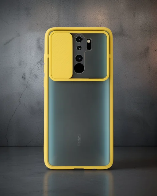 Xiaomi Redmi Note 8 Pro Kılıf Palm Buzlu Kamera Sürgülü Silikon - Sarı