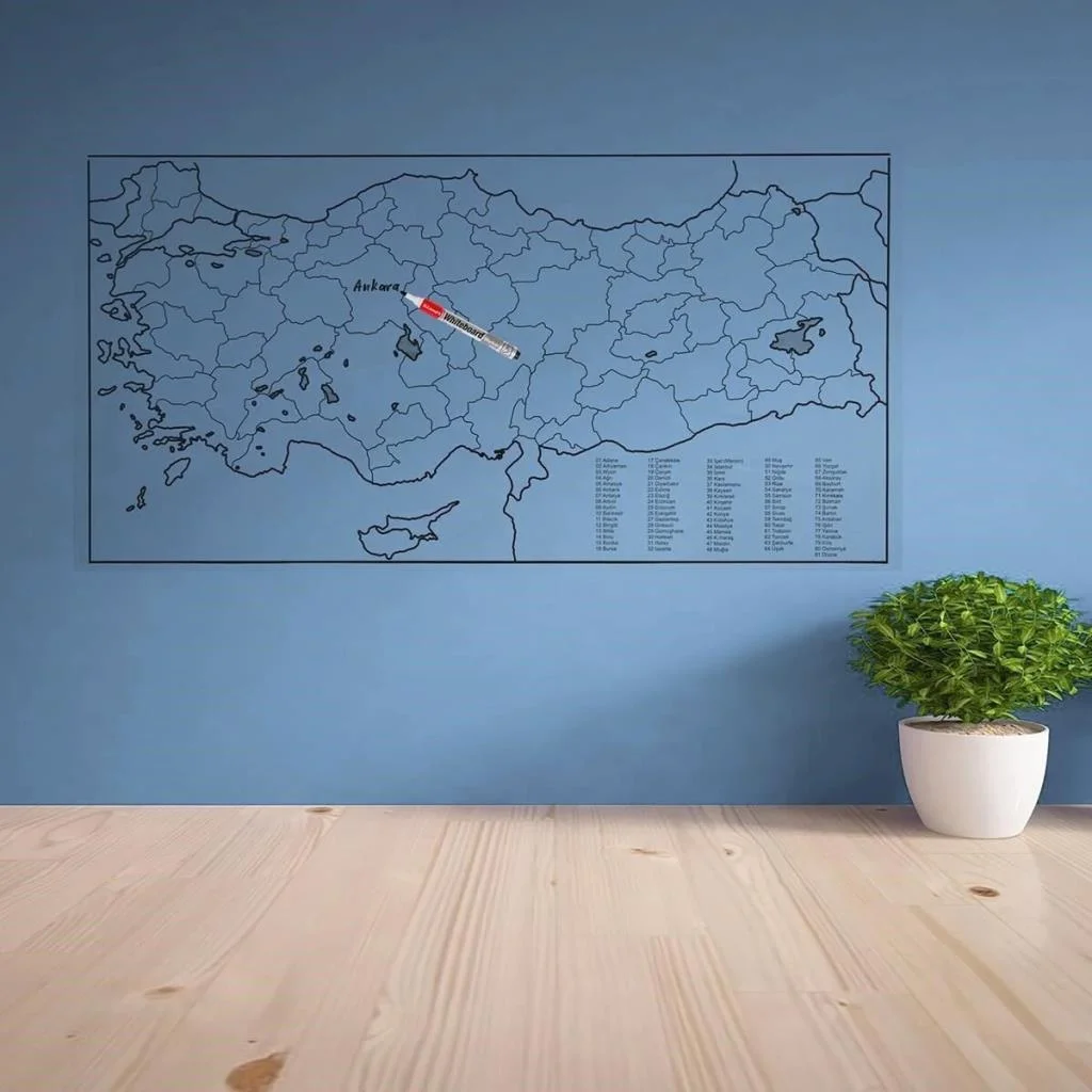 Yazılabilir Türkiye Haritası Manyetik Duvar Stickerı 110 x 56 cm (adet fiyatıdır) görsel 3