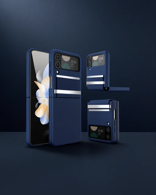 Samsung Galaxy Z Flip 4 Kılıf Belt Flip Kapak - Lacivert
