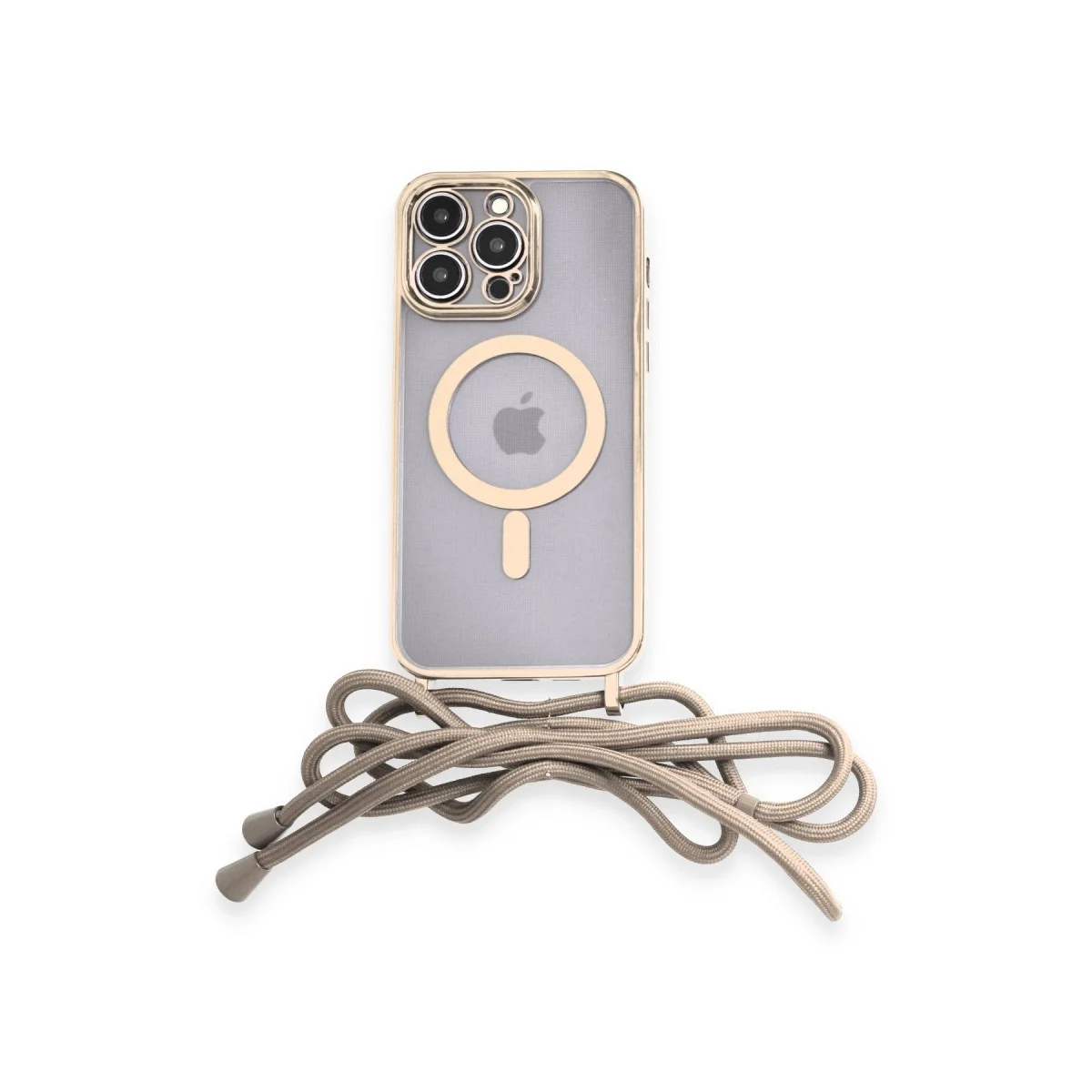 Apple İphone 12 Pro Max Kılıf Divo Lazer Askılı Magsafe Kapak - Gold