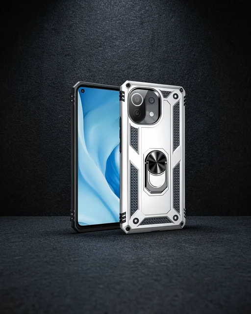 Xiaomi Mi 11 Lite Kılıf Sofya Yüzüklü Silikon Kapak - Gümüş