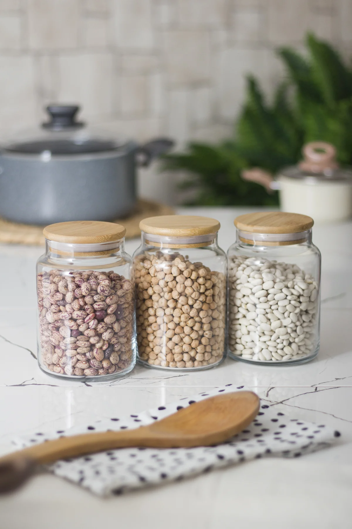 3 Lü Set Bambu Kapaklı Cam Kavanoz & Erzak Saklama Kabı 800 ml Orta Boy ( Vakum Kapak ) görsel 2