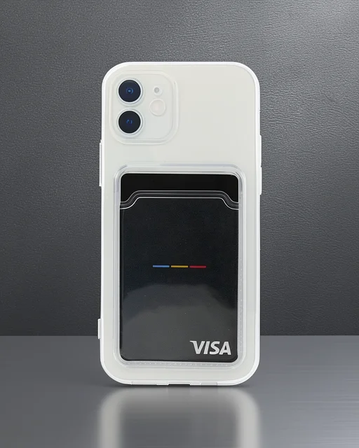 Apple İphone 12 Kılıf Kart Şeffaf Silikon - Şeffaf