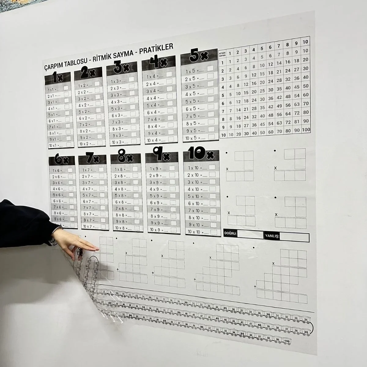Çarpım Tablosu Ezberleme Manyetik Duvar Stickerı 105 x 100 cm görsel 4