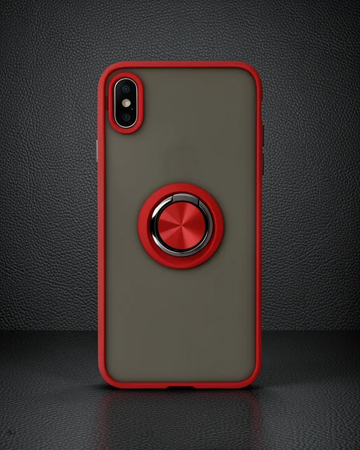 Apple İphone X Kılıf Montreal Yüzüklü Silikon Kapak - Kırmızı