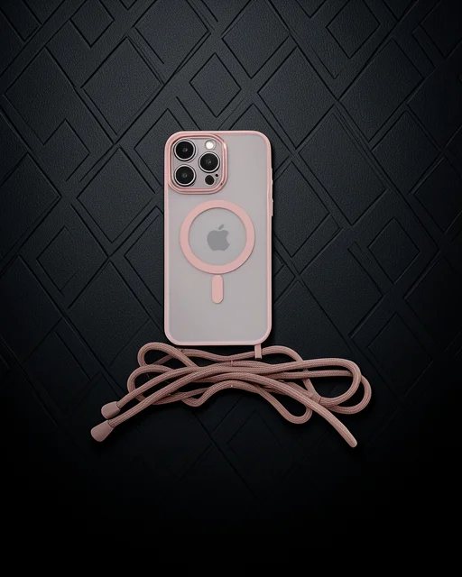 Apple İphone 13 Pro Max Kılıf Divo Lazer Askılı Magsafe Kapak - Pembe
