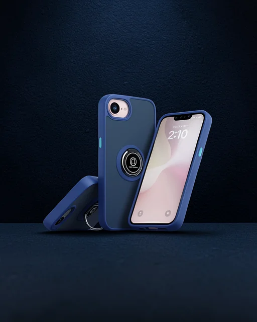 Apple İphone 16e Kılıf Montreal Yüzüklü Silikon Kapak - Lacivert