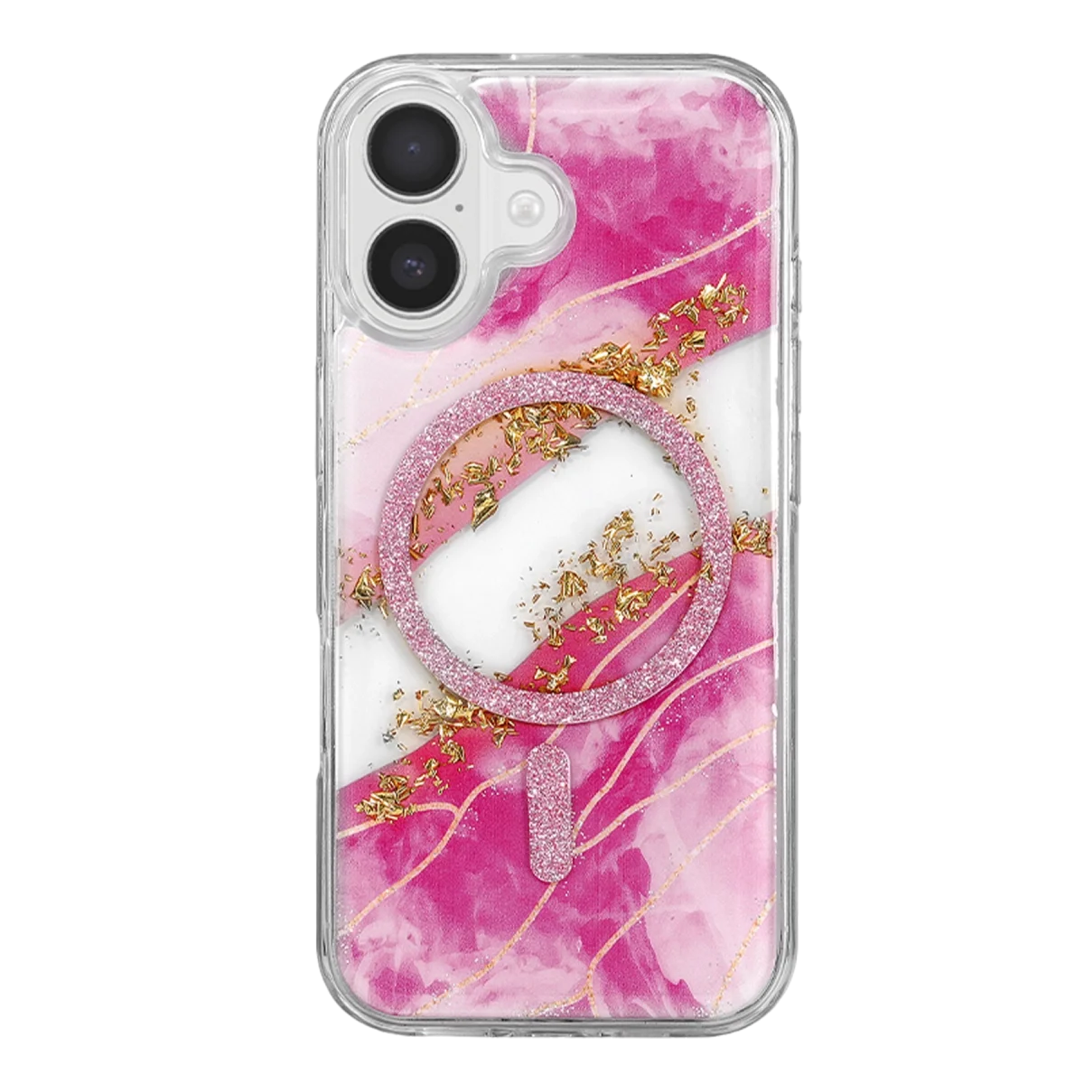 Onegif Apple İphone 16 Lotus Simli Magsafe Kapak - Pembe görsel 3