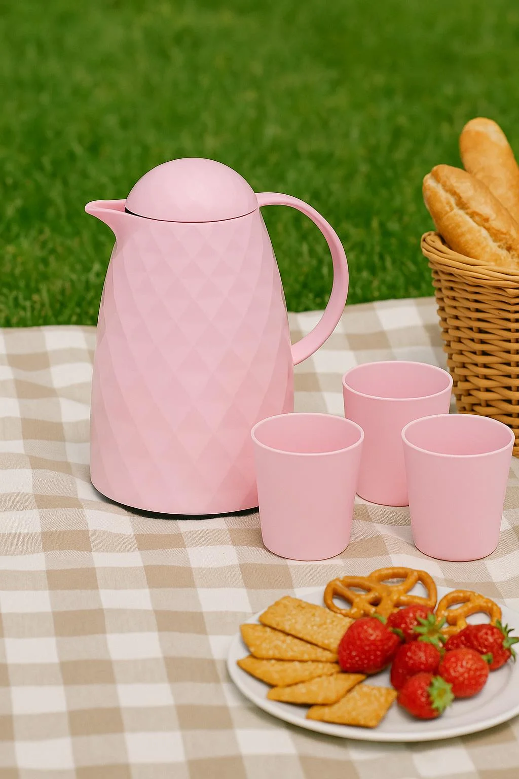 1 Lt Akrilik Soft Pembe Çay Termosu 12 Saat Sıcak 24 Saat Soğuk görsel 4
