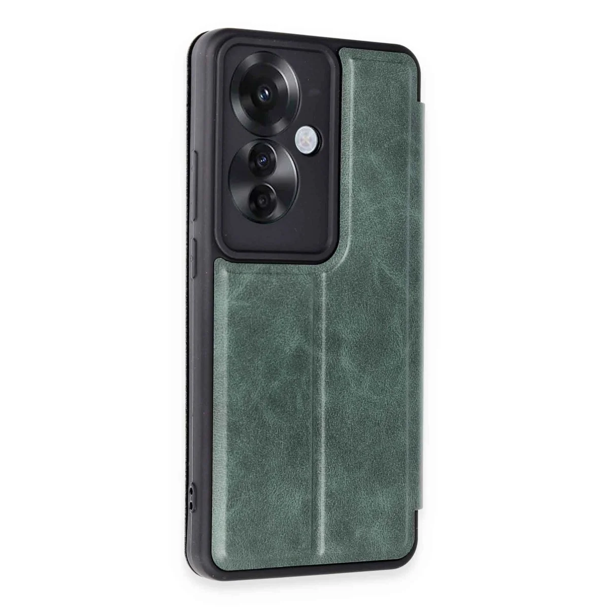 Oppo Reno 11f Kılıf Flip Cover - Koyu Yeşil görsel 2