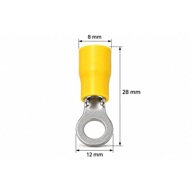 PM-39079 4-6mm2 Kesit 28x12x8mm Soket Sarı İzoleli Kablo Pabucu (100’lü Paket) görsel 2