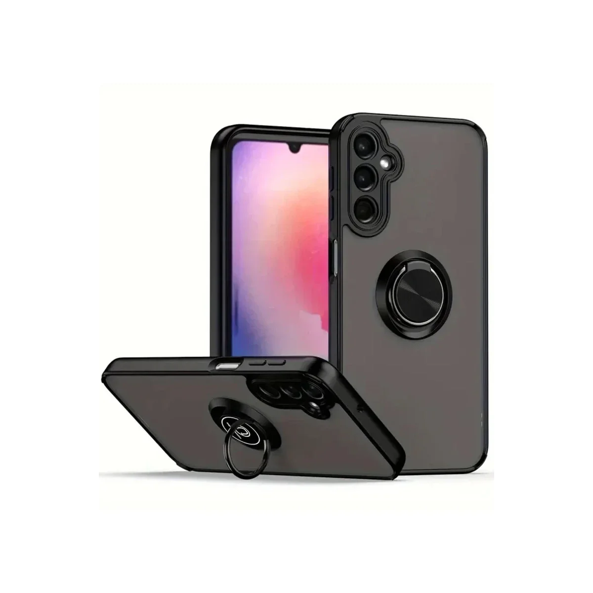 Samsung Galaxy A05S Kılıf Montreal Yüzüklü Silikon Kapak - Siyah