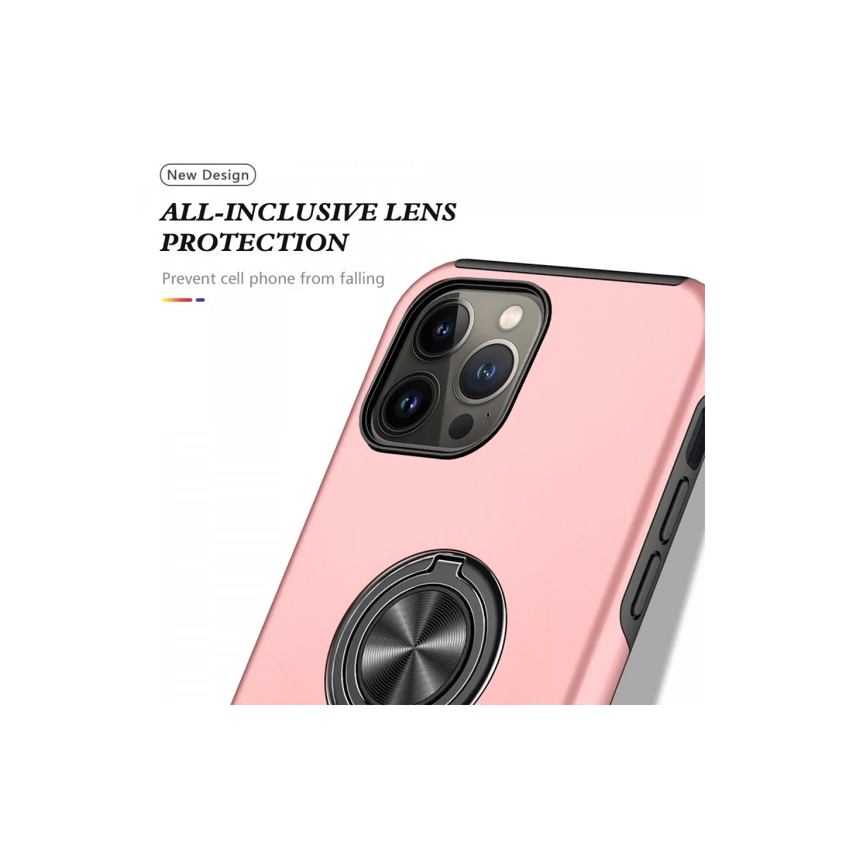 Apple İphone 13 Pro Max Kılıf Elit Yüzüklü Kapak - Pembe görsel 4