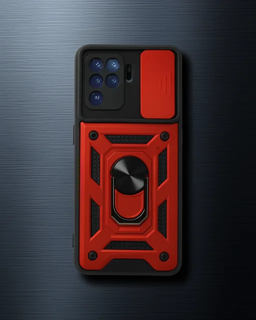 Oppo Reno 5 Lite Kılıf Pars Lens Yüzüklü Silikon - Kırmızı