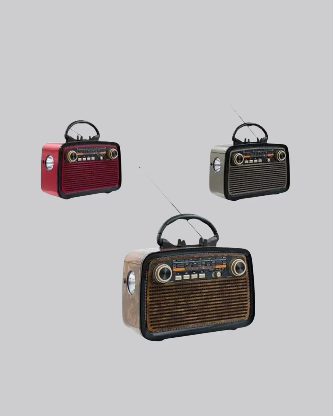 LED’li Nostaljik Bluetooth Hoparlör – Vintage Tasarım, Ahşap Doku görsel 5