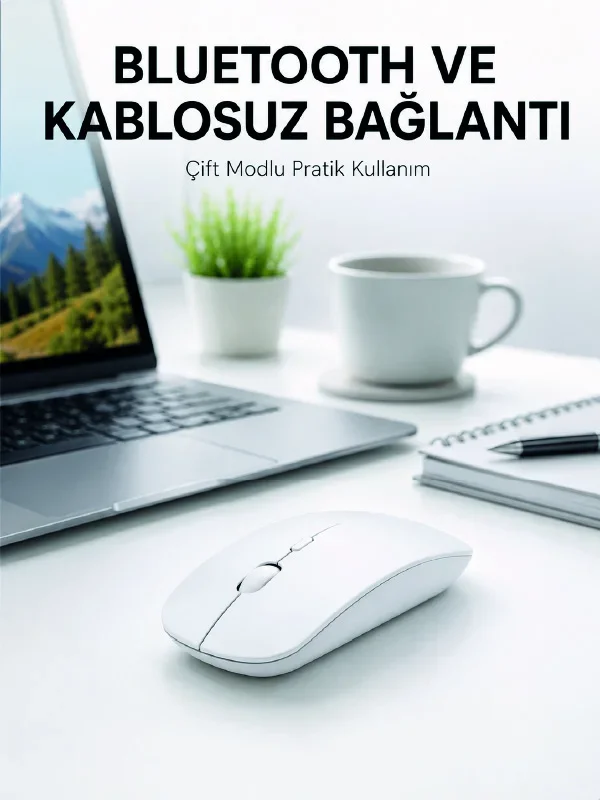 Bluetooth Kablosuz Wireless Mouse Şarjlı Sessiz Ergonok 5000 DPI Fare