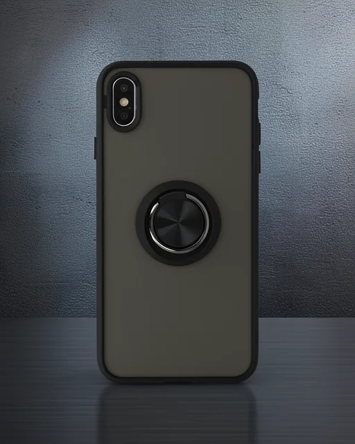 Apple İphone Xs Max Kılıf Montreal Yüzüklü Silikon Kapak - Siyah