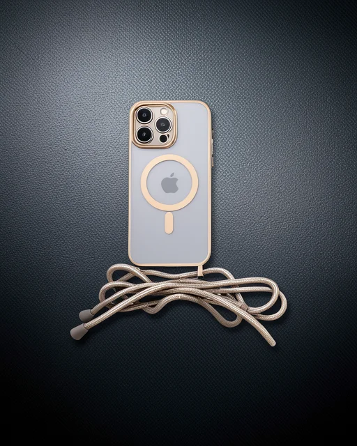 Apple İphone 14 Pro Kılıf Divo Lazer Askılı Magsafe Kapak - Gold