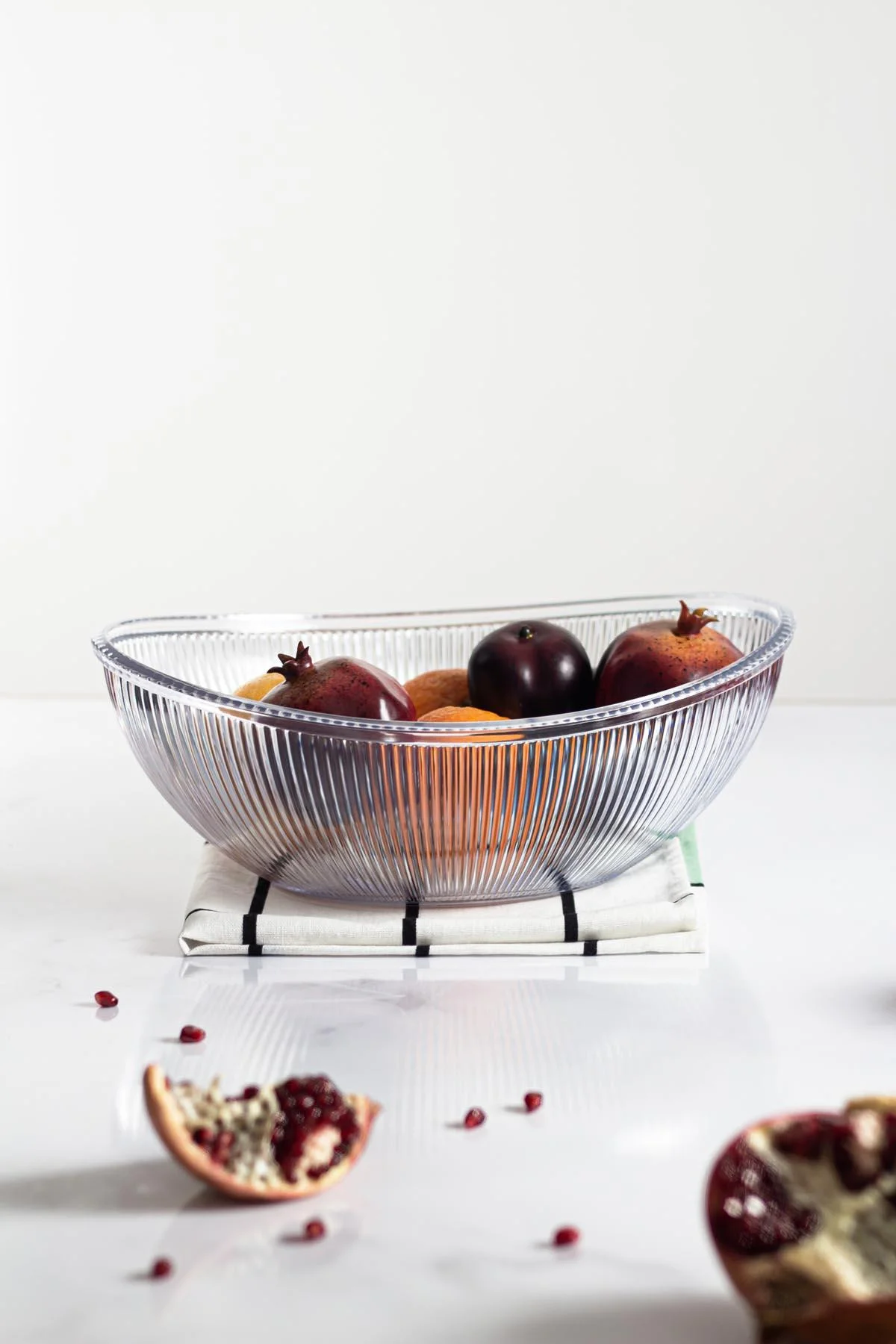 Akrilik Barok Şeffaf Büyük Oval Meyve & Salata Kasesi & Karıştırma Kabı / 3,3 Lt (CAM DEĞİLDİR) görsel 4