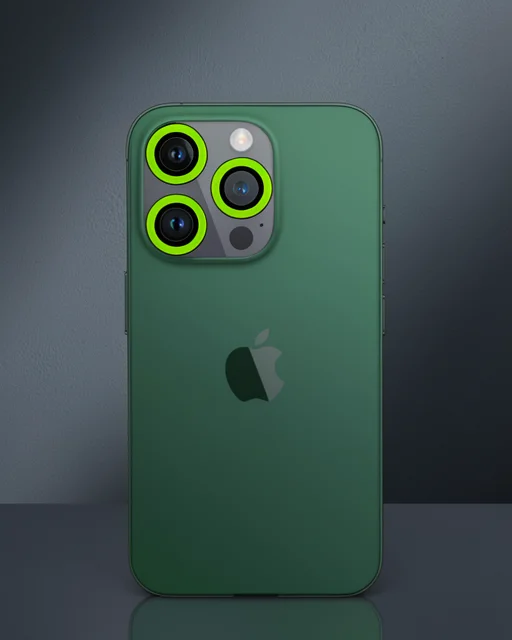 Apple İphone 12 Pro Max Neon Fosforlu Kamera Lens - Yeşil