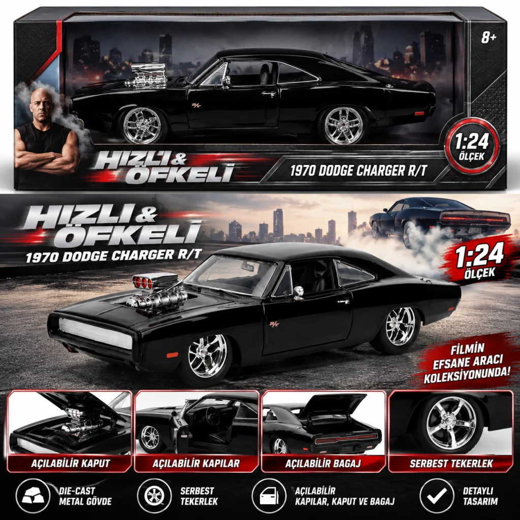 1970 Dodge Charger 1:24 Model Aracı görsel 2