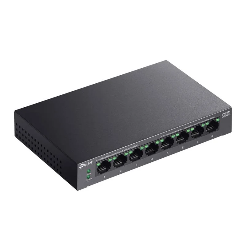 LS108GP 8 Port Gıgabıt + RJ45 62W 250 Metre Poe Mesafe Metal Kasa görsel 3