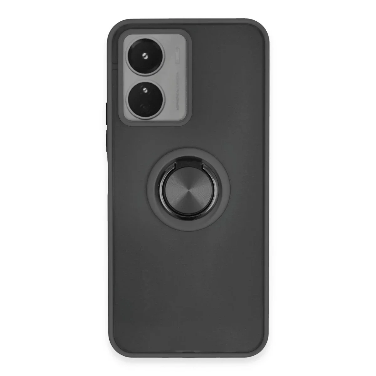 Vivo Y16 Kılıf Montreal Yüzüklü Silikon Kapak - Siyah