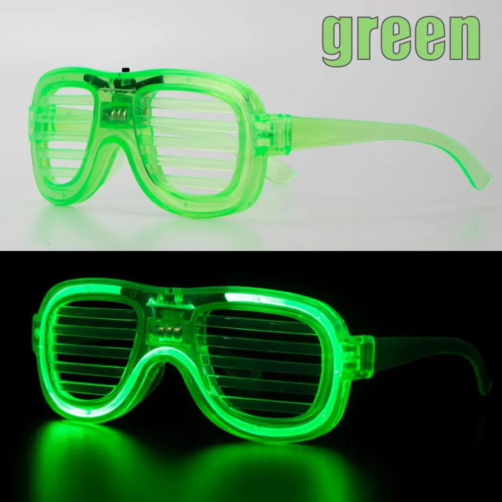Yeşil LED Işıklı Parti Gözlüğü – Neon Glow Şerit Gözlük 3 Modlu görsel 2