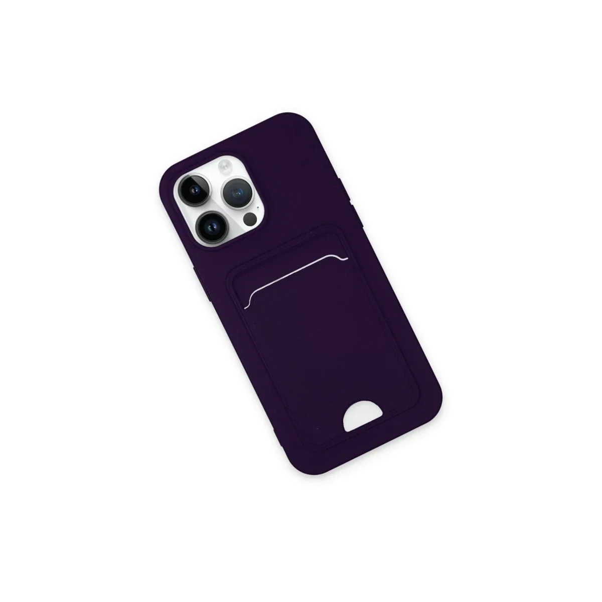 Apple iPhone 14 Pro Kılıf Kelvin Kartvizitli Silikon - Derin Mor görsel 2