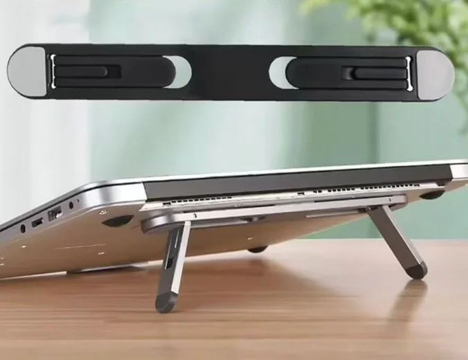 2 Kademeli Katlanabilir ve Yapışkanlı Laptop Standı Siyah görsel 5