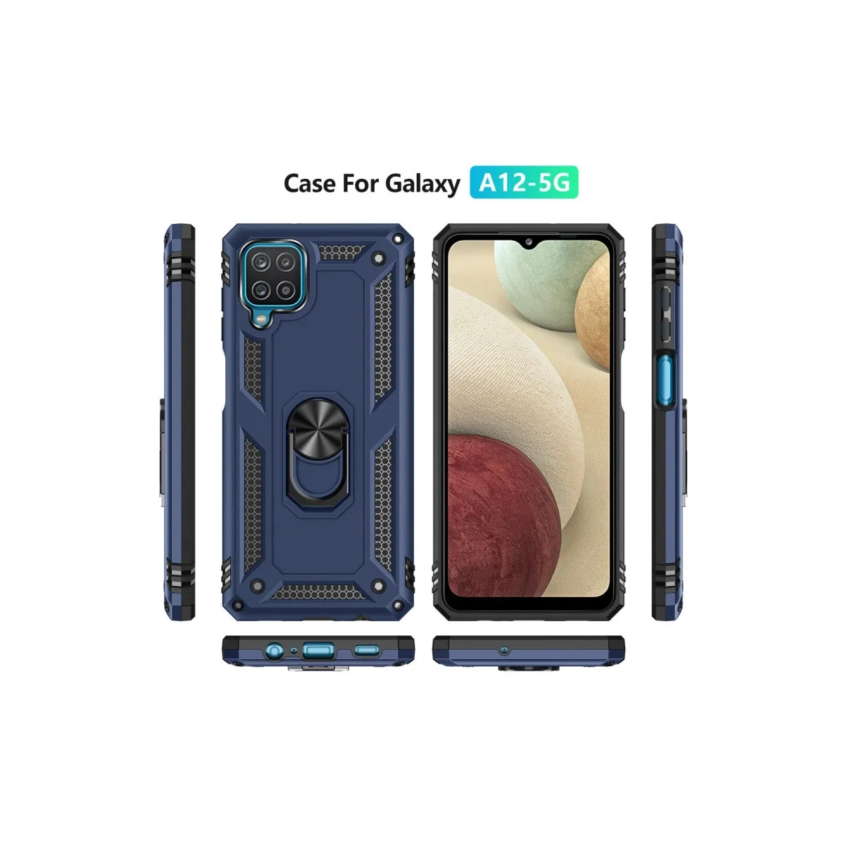 Samsung Galaxy A22 Kılıf Sofya Yüzüklü Silikon Kapak - Lacivert görsel 3