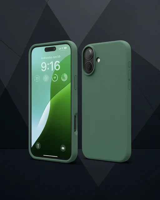Apple İphone 16 Plus Kılıf Nano İçi Kadife Silikon - Koyu Yeşil