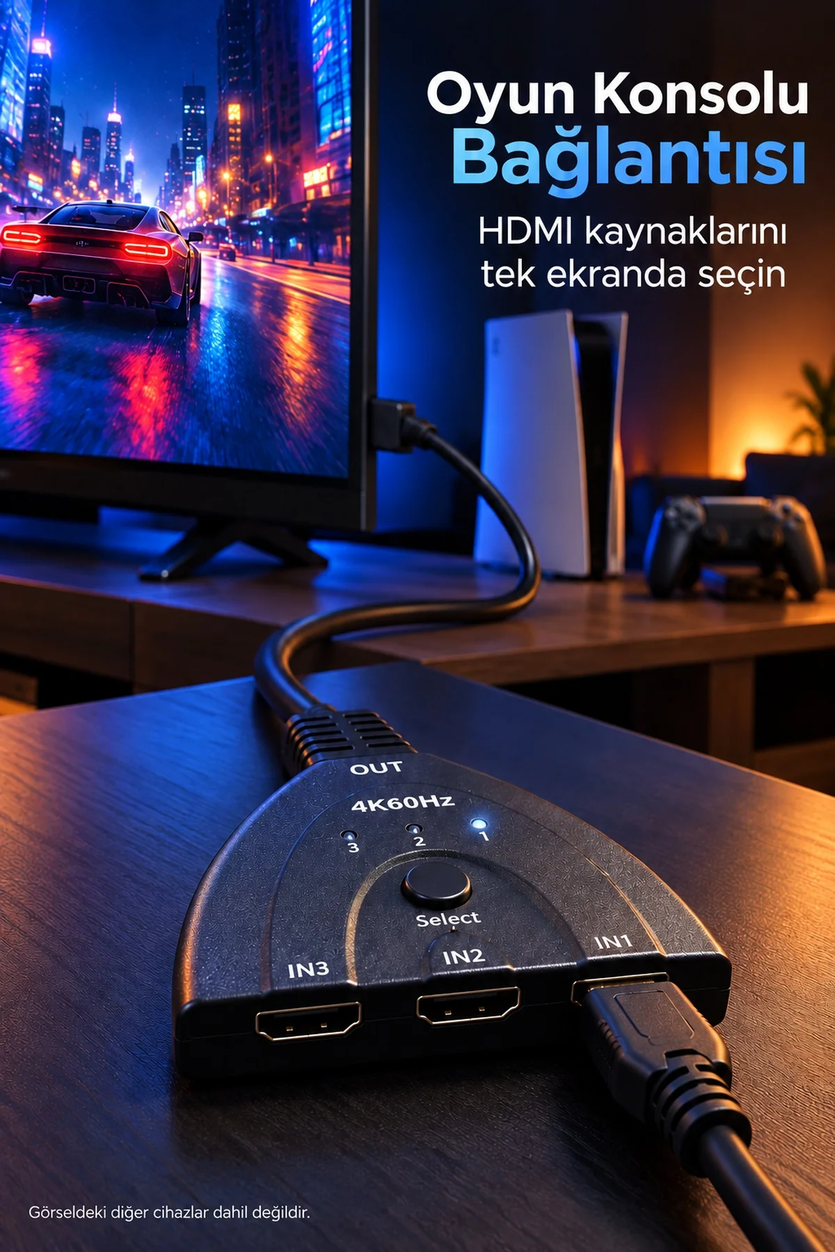 HDMI Kaynak Seçici Kablolu Çıkış ve Seçim Düğmesi görsel 3