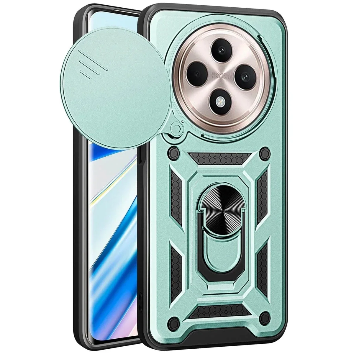 Xiaomi Redmi 14C Kılıf Pars Lens Yüzüklü Silikon - Yeşil
