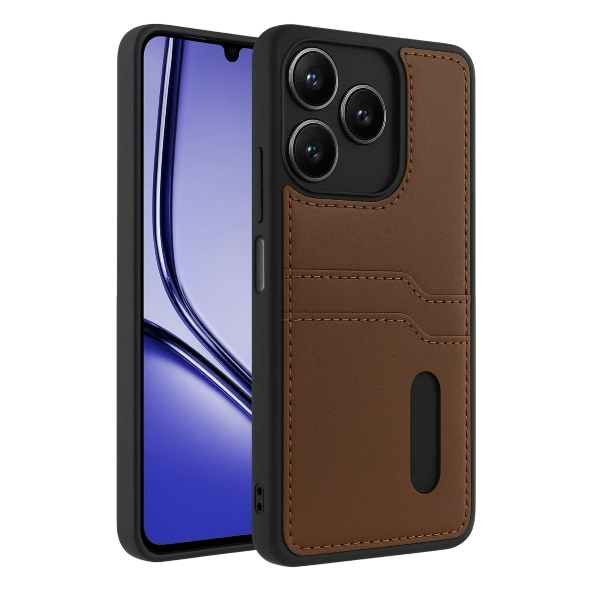 Realme Note 50 4G Kılıf Sara Kartvizitli Deri Kılıf - Taba