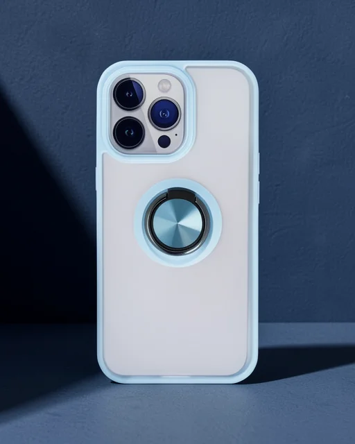 Apple İphone 13 Pro Max Kılıf Montreal Yüzüklü Silikon Kapak - Buz Mavi
