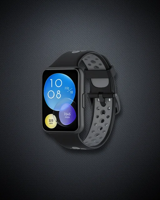 Huawei Watch Fit 2 Spor Delikli Kordon - Siyah-gri