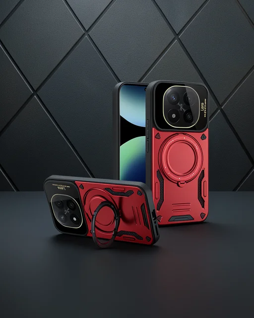 Xiaomi Redmi Note 14 Pro 4g Kılıf Joy Lens Standlı Kapak - Koyu Yeşil