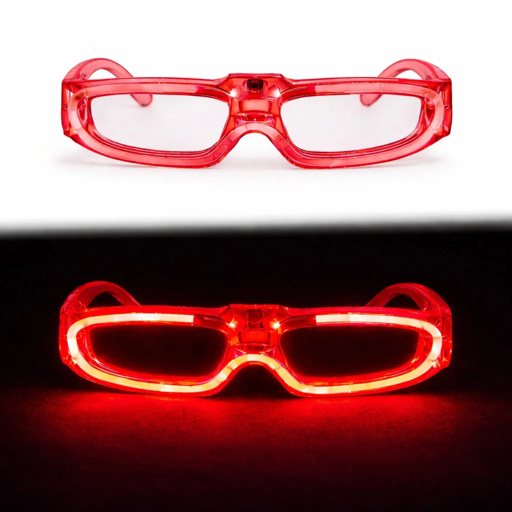 Kırmızı LED Işıklı Parti Gözlüğü 3 Modlu – Glow - Gece Eğlence Gözlüğü